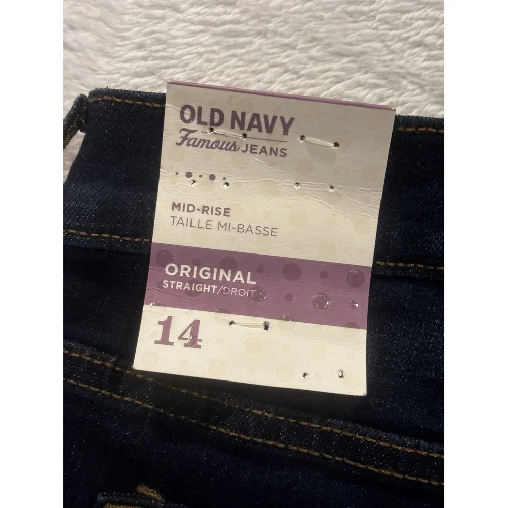 Old‎ Navy Famous Jeans Women's 14 Regular Dark Wash Blue Denim Original Straight